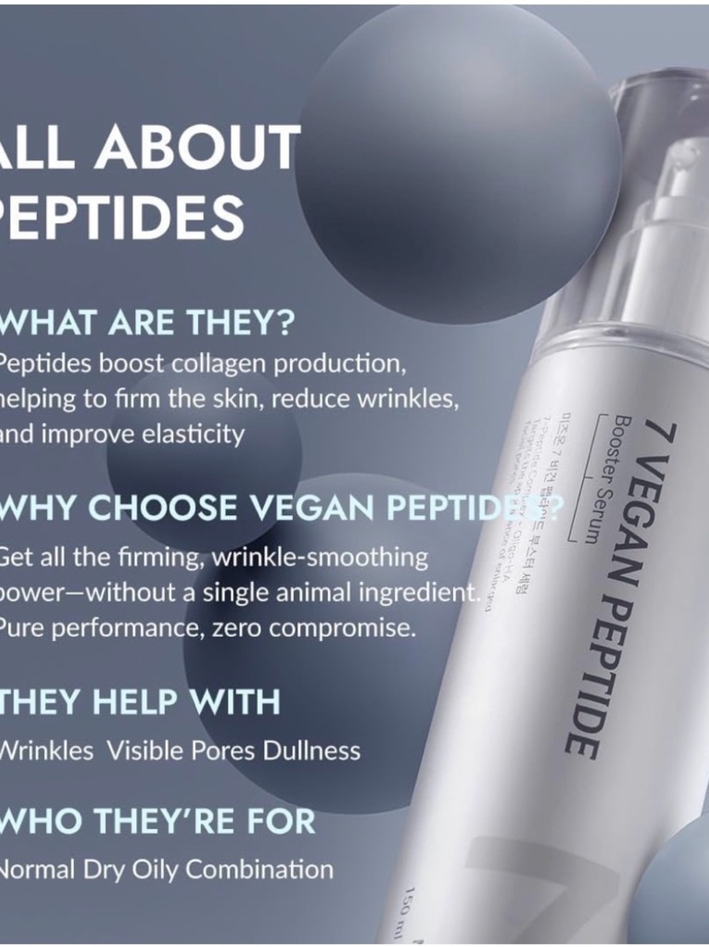 Vegan Peptide Booster Serum - Silver Bottle